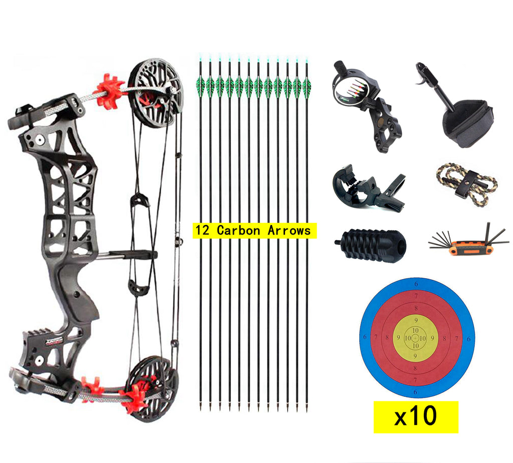 Junxing Archery M109e Compound Bow Kit 3060lbs R&LH Target Hunting Ta