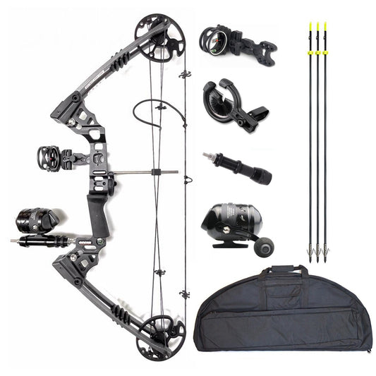 JUNXING Compound Bow M120 Fishing Bow RTS Kit with Arrow  R/L Hand 20-70lbs