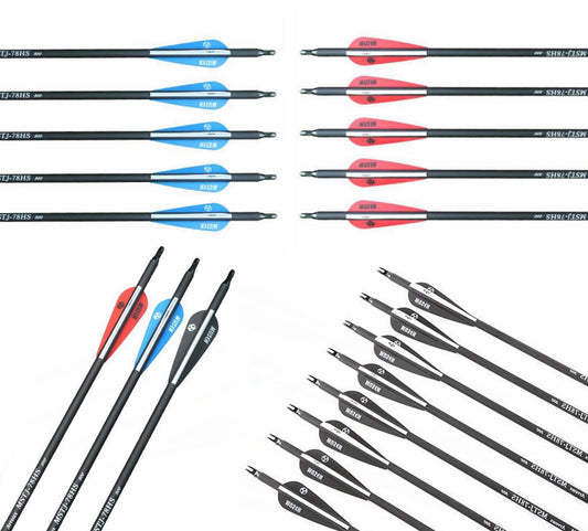 12x MS archery Carbon Arrows 30 Inch OD 7.8mm Spine 500 for Recurve Bow Hunting