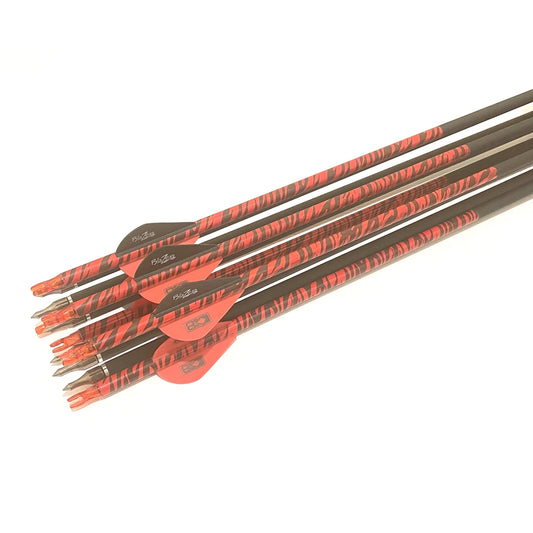 12 X 31" CARBON ARROWS Half red FOR COMPOUND OR RECURVE BOW TARGET ARCHERY