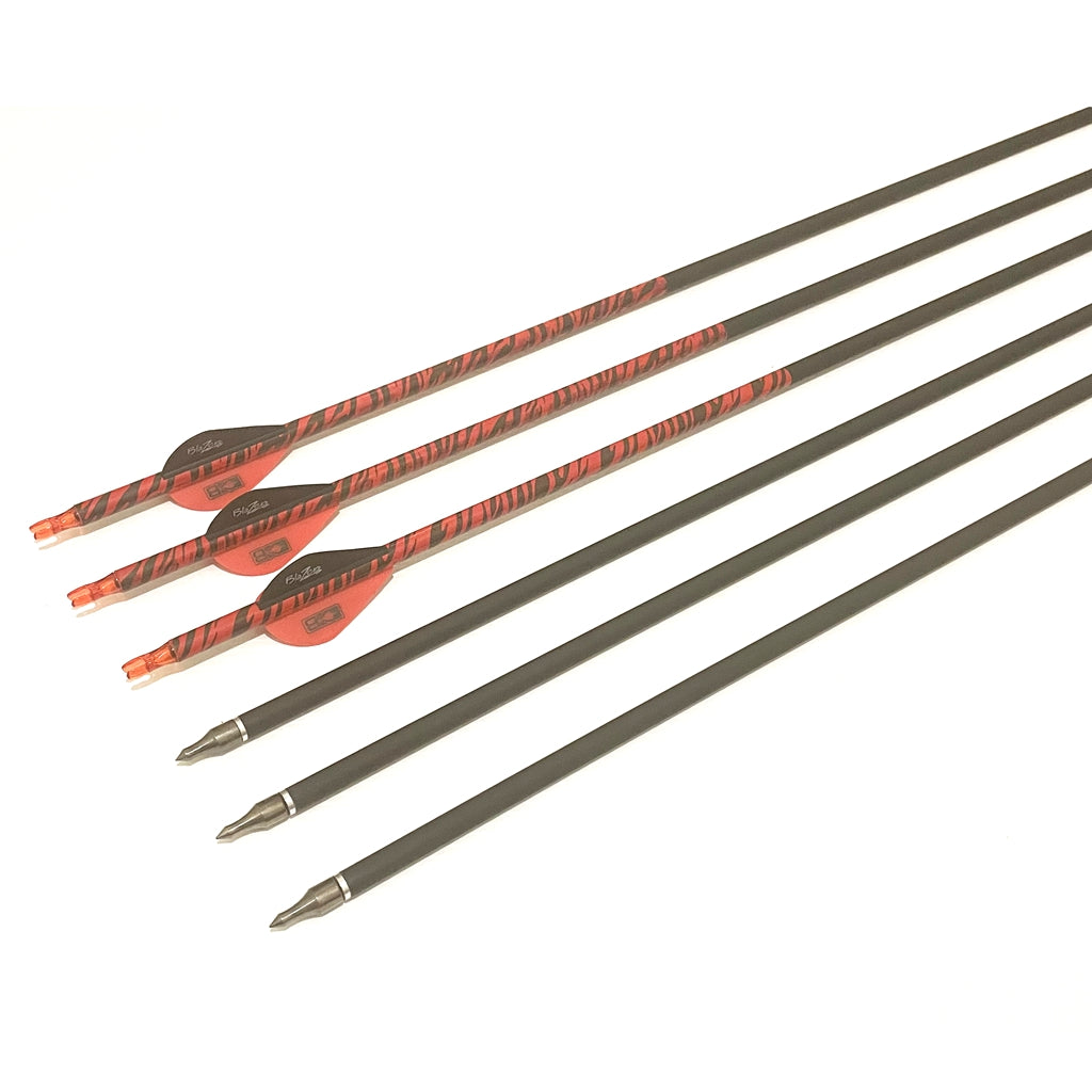 12 X 31" CARBON ARROWS Half red FOR COMPOUND OR RECURVE BOW TARGET ARCHERY