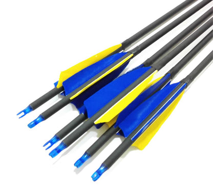 6x 31.5" Carbon Arrows Feather Compound Recurve Bow Hunting Target Spine 500