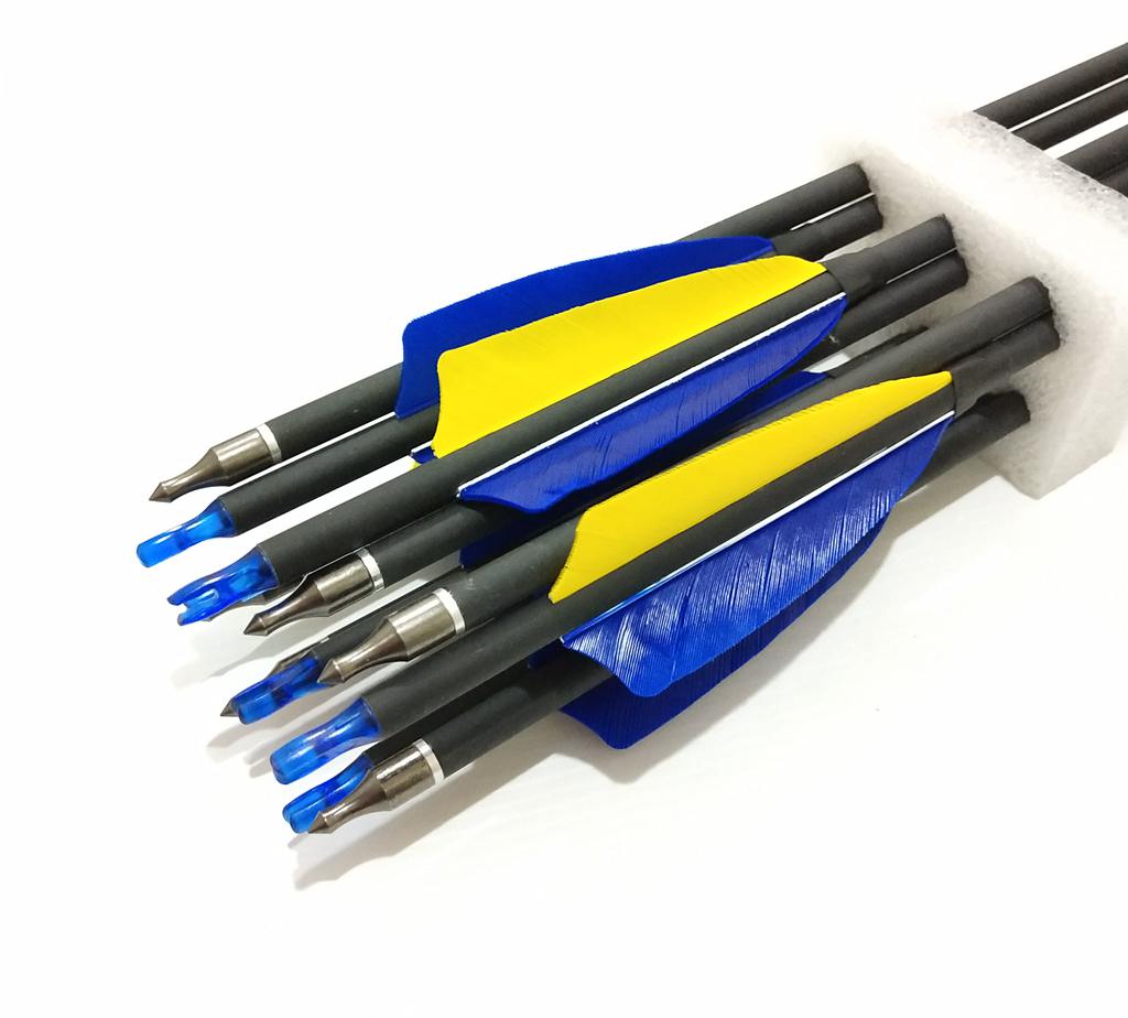 6x 31.5" Carbon Arrows Feather Compound Recurve Bow Hunting Target Spine 500
