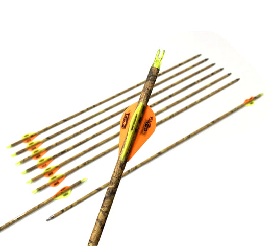 6 X 31.5" CARBON CAMO ARROWS FOR COMPOUND OR RECURVE BOW TARGET ARCHERY