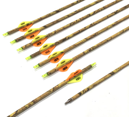 6 X 31.5" CARBON CAMO ARROWS FOR COMPOUND OR RECURVE BOW TARGET ARCHERY