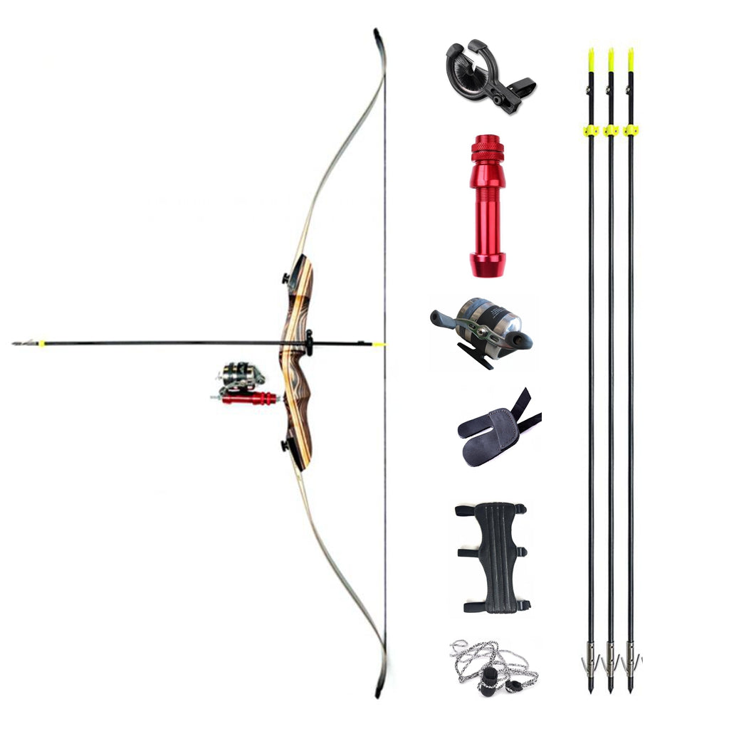 Old Mountain Recurve Bow Neos Fishing Bow Kit 30-60lb Hunting and Fishing