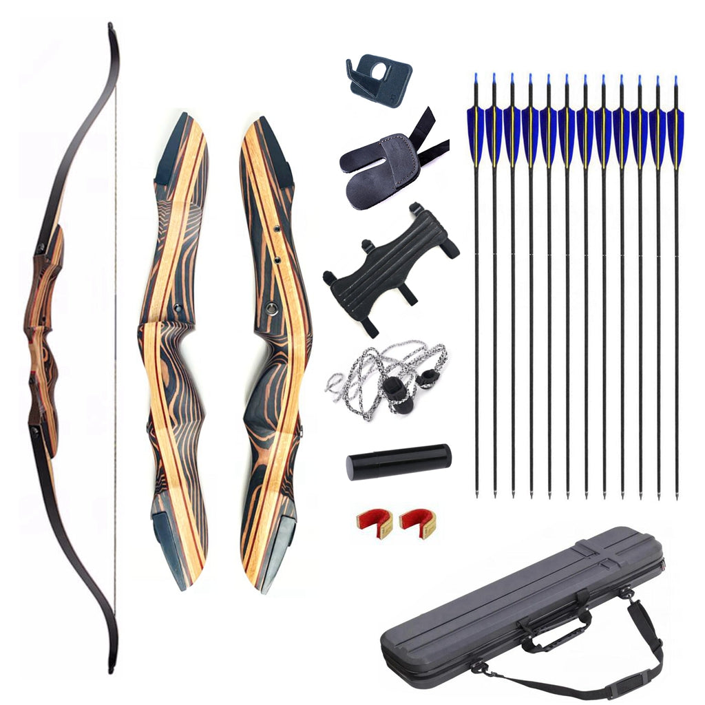 Old Mountain Archery Neos 62" Recurve Bow Hard Case Package 25-60lb Hunting