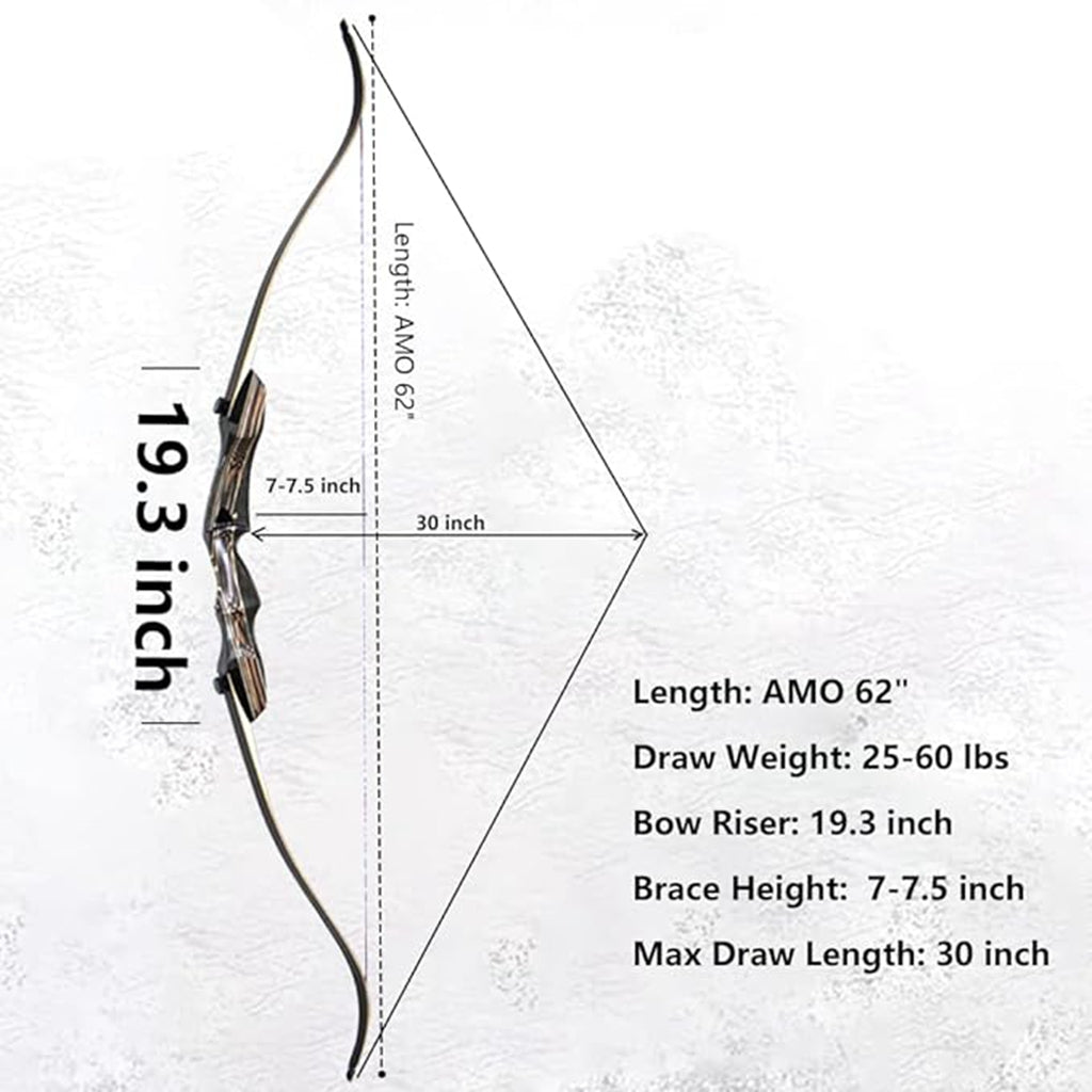 Tachyon Archery Takedown Recurve Bow 62inch 25-60lb RH Hunting and Target