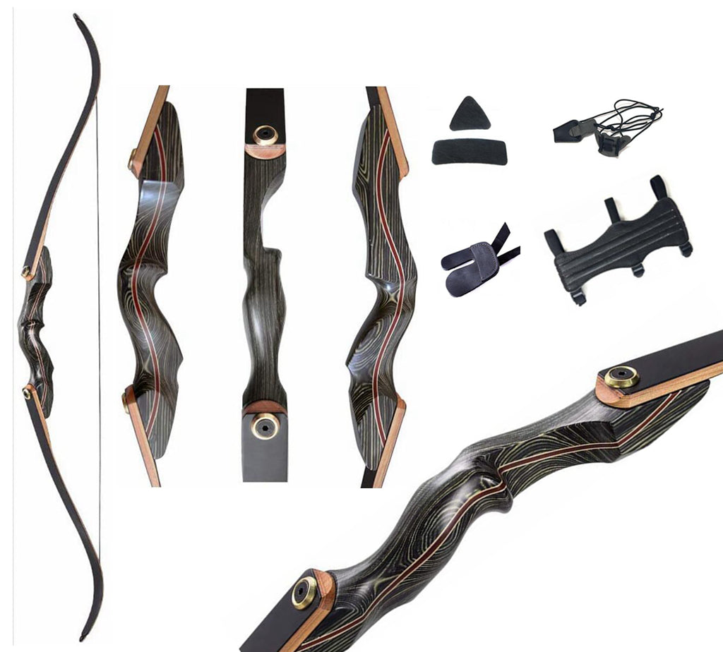 Deerseeker Archery Wooden Takedown Recurve Hunting Bow set 60 inch 30 ...