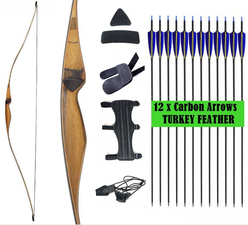ARCHQUICK Traditional Hunting Long bow 54" RH ONE PIECE Bow / Arrows set