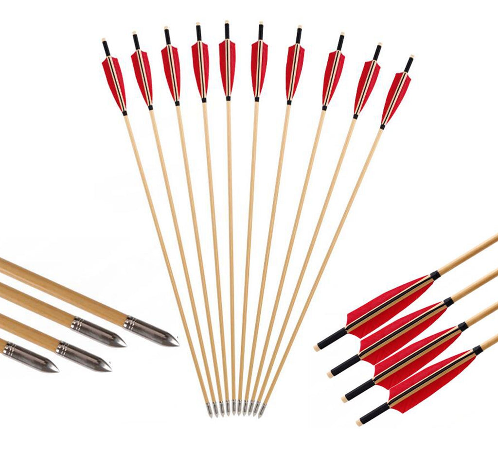 ARCHQUICK 32" Wood Arrows 8.5mm Shaft for Traditional Recurve Bow Hunting Target