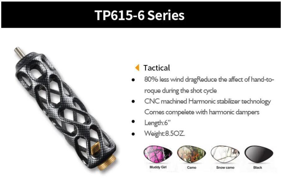 TP Compound Bow Stabilizer 6" for Hunting Target Black Camo TP615-6