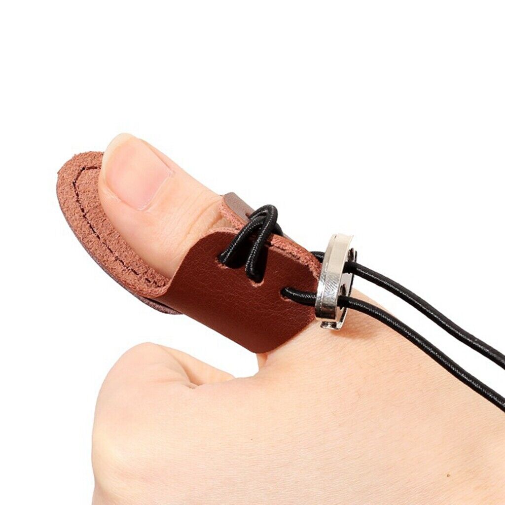 Archery Thumb Ring 2 Layer Leather Finger Guard for Traditional Recurve Bow
