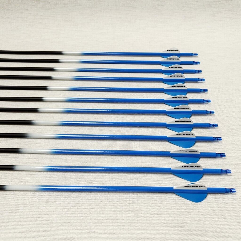12x ARCHQUICK Carbon Arrows 32. 5" Spine 500 for Recurve Compound Bow 3 Colours