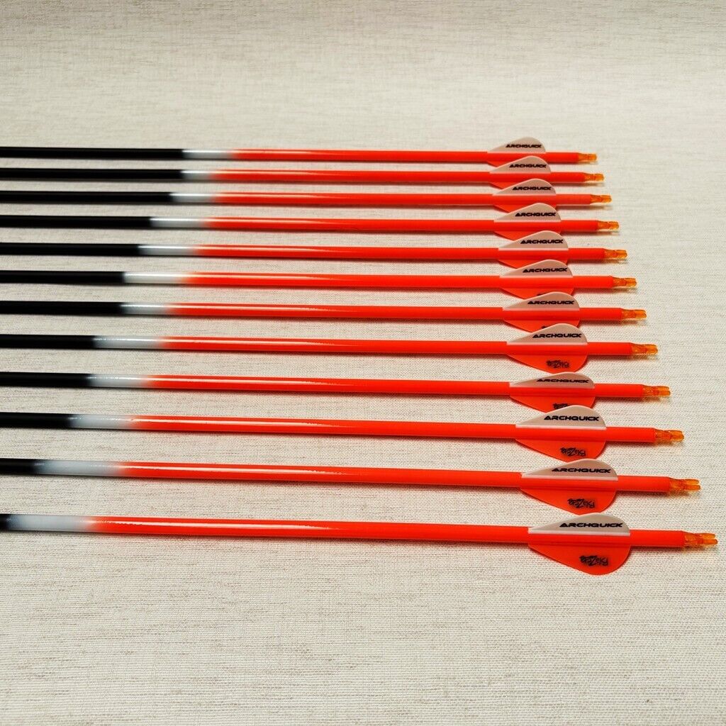 12x ARCHQUICK Carbon Arrows 32. 5" Spine 500 for Recurve Compound Bow 3 Colours