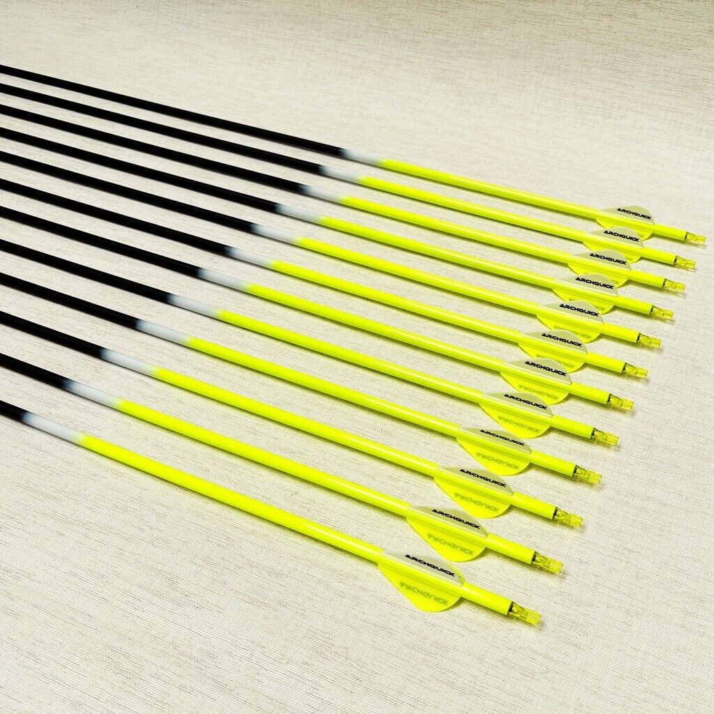 12x ARCHQUICK Carbon Arrows 32. 5" Spine 500 for Recurve Compound Bow 3 Colours