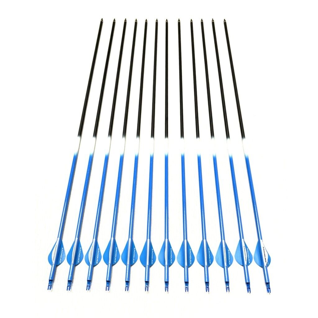 12x ARCHQUICK Carbon Arrows 32. 5" Spine 500 for Recurve Compound Bow 3 Colours