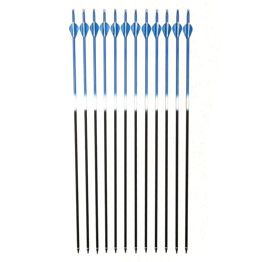12x ARCHQUICK Carbon Arrows 32. 5" Spine 500 for Recurve Compound Bow 3 Colours
