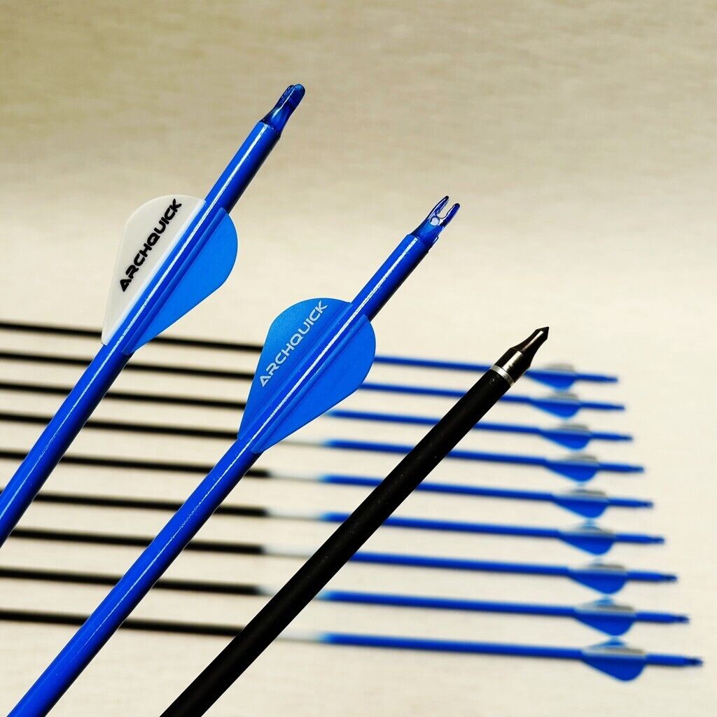 12x ARCHQUICK Carbon Arrows 32. 5" Spine 500 for Recurve Compound Bow 3 Colours