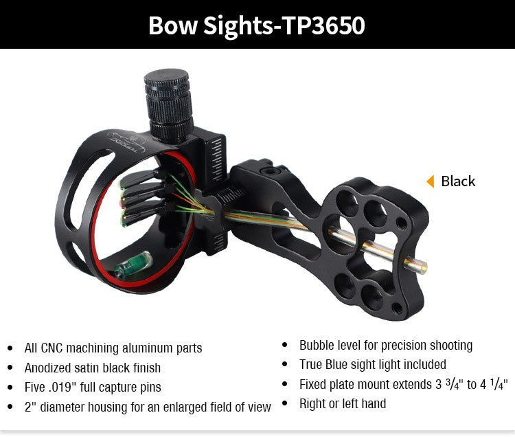Topoint Compound Bow Sight 5 Pin CNC Body with LED Light Bow Hunting