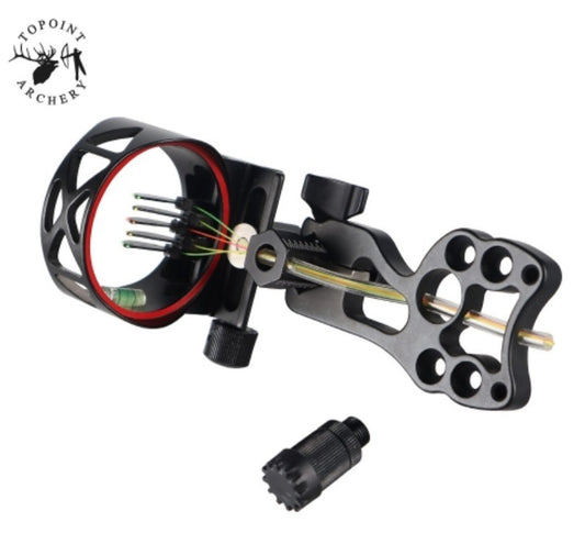 Topoint Compound Bow Sight 5 Pins CNC Alu Micro Adjust Tool-less Designed