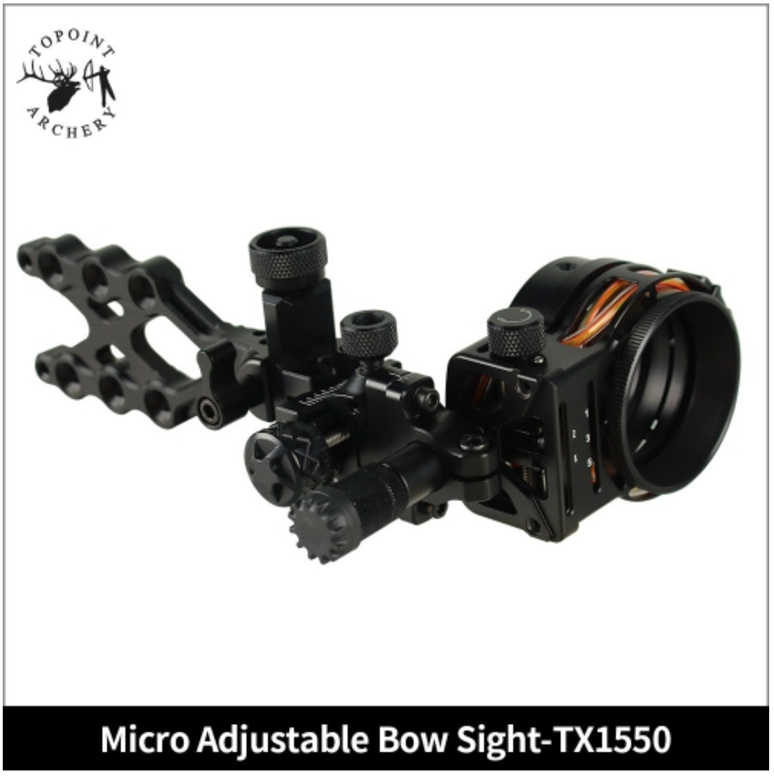 Topoint 5 Pin Compound Bow Sight Micro Adjustable Bow Sight TX1550