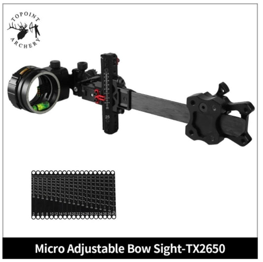 Topoint 5-Pin Compound Bow Sight Micro Adjustable Bow Sight TX2650