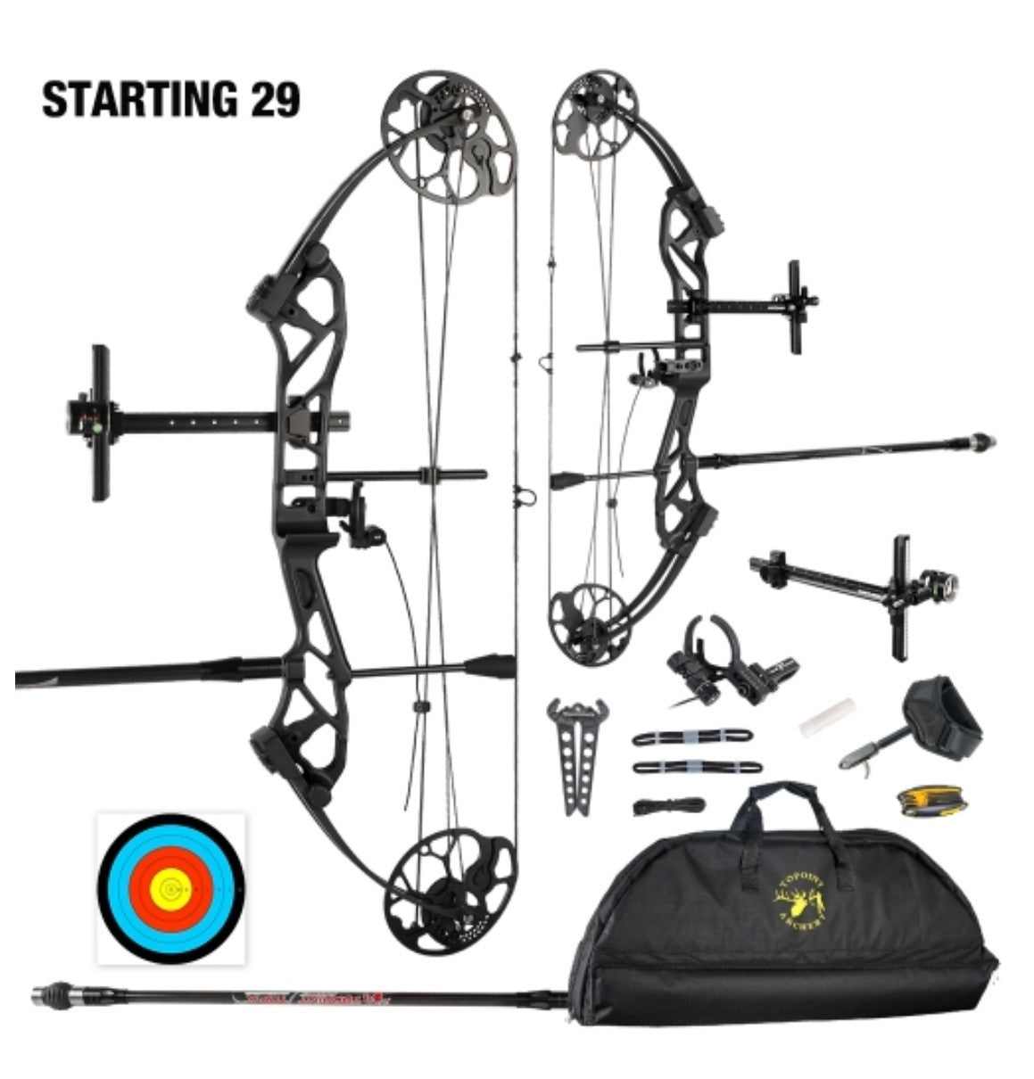 Topoint Starting 29 Youth Target Compound Bow Package 12-40lbs RH