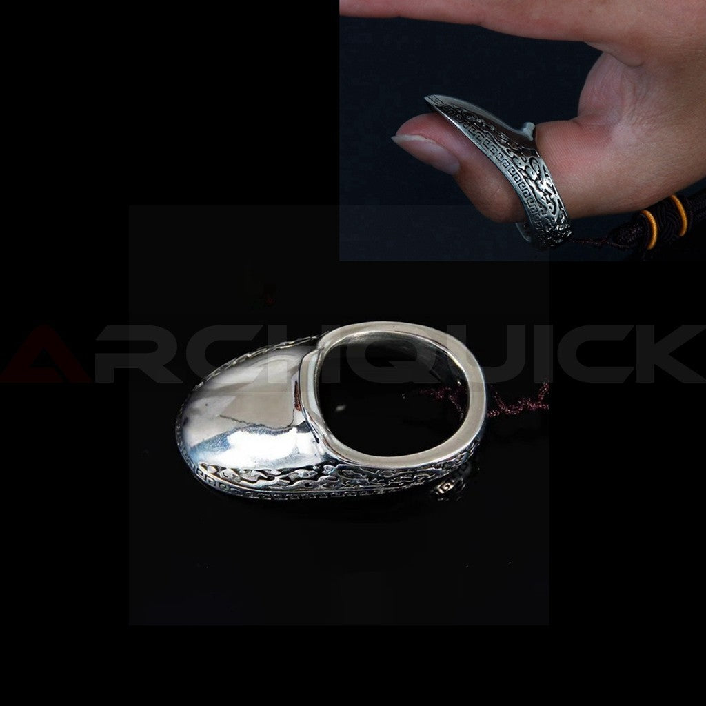 Archery Tibetan silver Thumb Ring Finger Protector Guard For Traditional Bow