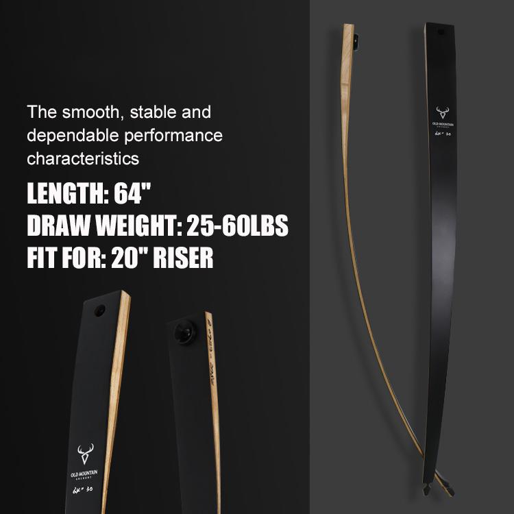 Old Mountain Archery OMA Long Bow Limbs 20-60Lbs for Neos, Ghost, Samick Sage