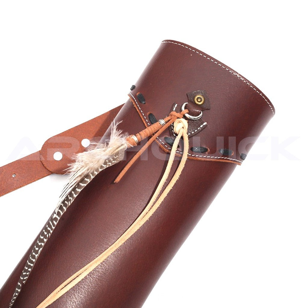 Traditional Archery Back Quiver Cow Leather Adjustable Strap Hunting Target