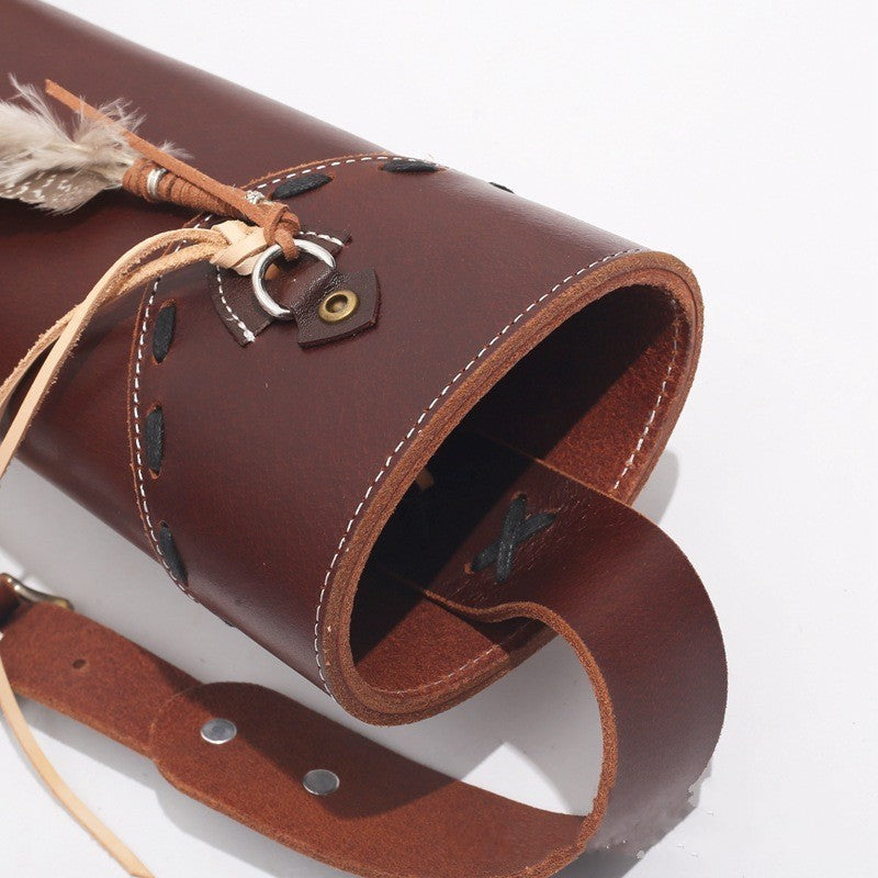Traditional Archery Back Quiver Cow Leather Adjustable Strap Hunting Target