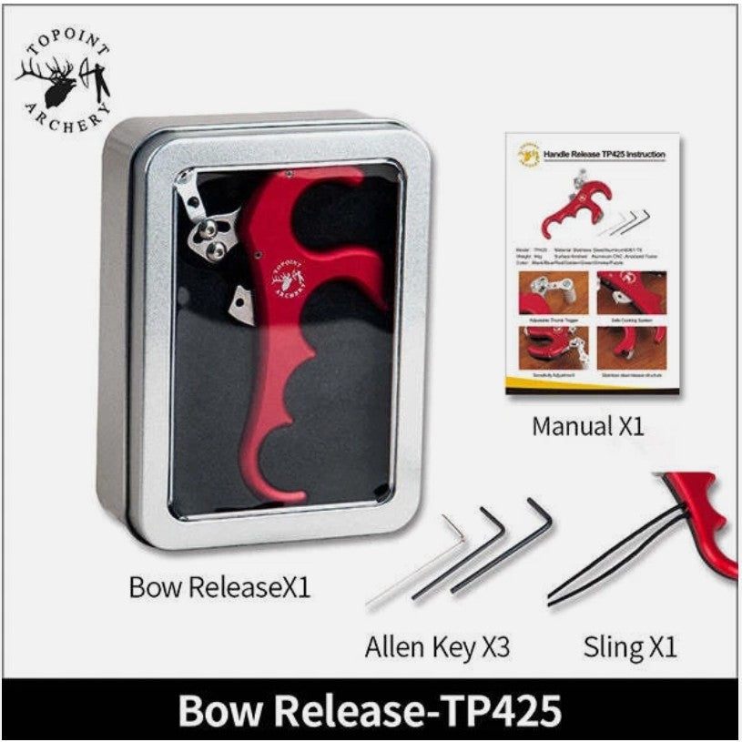 Topoint Bow Releases-TP425 Compound Bow Thumb Trigger Release CNC Aluminium