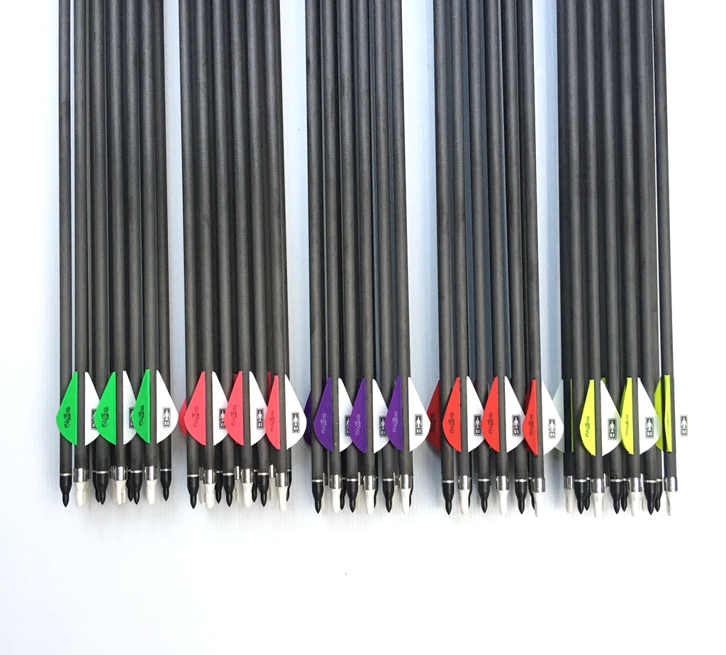 New 12 X 31.5" CARBON ARROWS 2" FLETCH Spine 340 400 COMPOUND OR RECURVE BOW