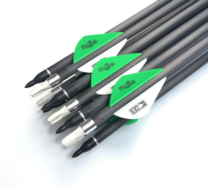New 12 X 31.5" CARBON ARROWS 2" FLETCH Spine 340 400 COMPOUND OR RECURVE BOW