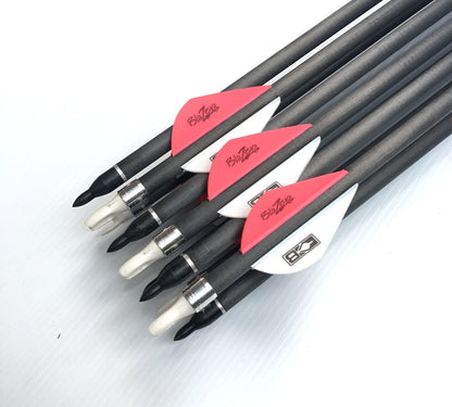 New 12 X 31.5" CARBON ARROWS 2" FLETCH Spine 340 400 COMPOUND OR RECURVE BOW