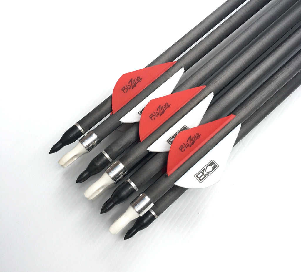 New 12 X 31.5" CARBON ARROWS 2" FLETCH Spine 340 400 COMPOUND OR RECURVE BOW