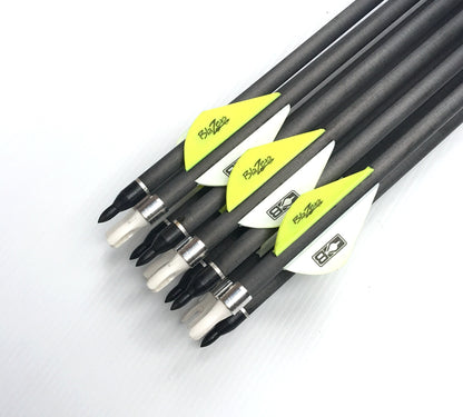 New 12 X 31.5" CARBON ARROWS 2" FLETCH Spine 340 400 COMPOUND OR RECURVE BOW