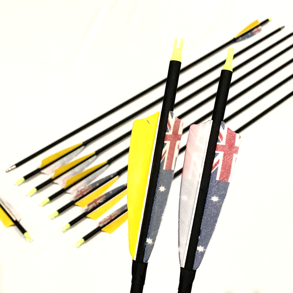 ARCHQUICK 31.5" Carbon Arrows Feather Compound Recurve Bow Hunting Target FLG