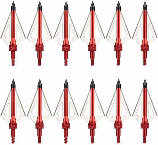 12x Archery Hunting Broadheads - 3 Blade 100grain Compound bow Recurve Bow