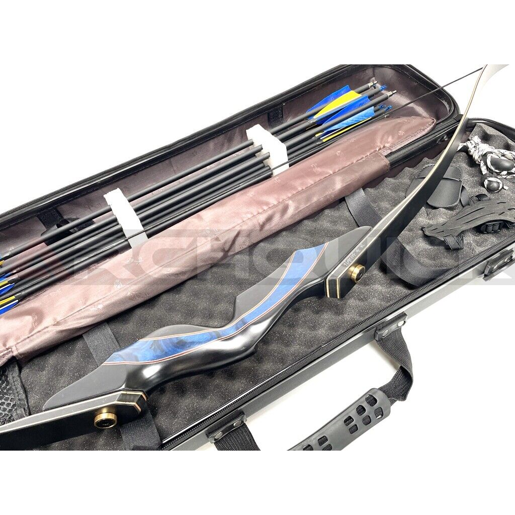 Archery GT Blue D61 Recurve Bow  Hunting Arrows Set Hard Case Package 30-60lb