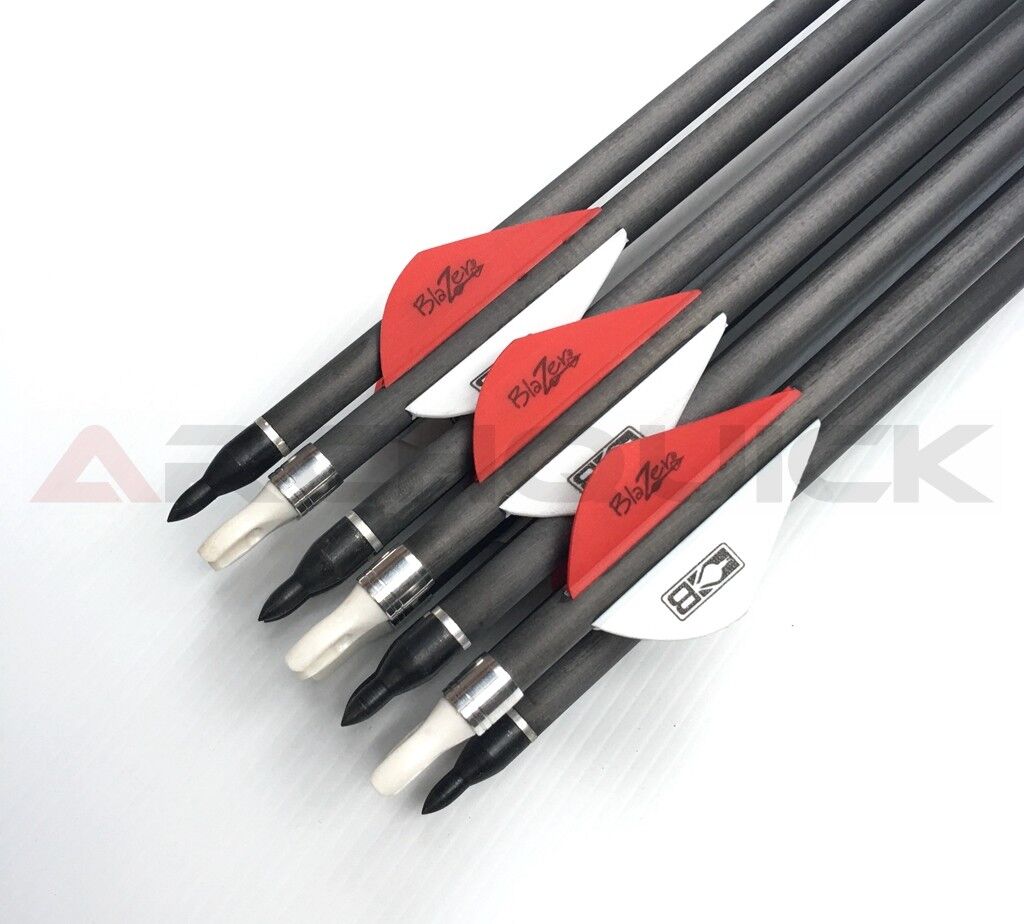 12 X 31.5" CARBON ARROWS 2" FLETCH Spine 340 COMPOUND OR RECURVE BOW TARGET